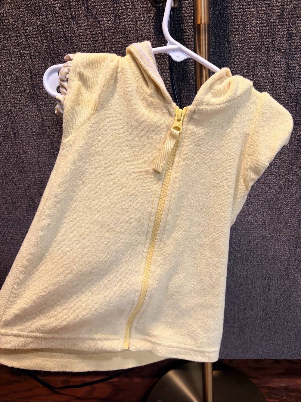 Ruffle Butts Yellow Hooded Zip Terry Swim Coverup